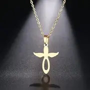 [SHMAZ] Stainless Steel Necklace For Women Man Wings Pendant Choker Necklace