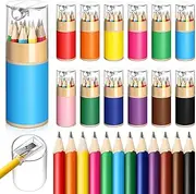 Humyoun 12 Sets Small Pencils Bulk 2 HB Mini Half Golf Pencils with Sharpener 3.5 Inch Cute Colorful Pre-sharpened Short Pencil for Kid Children Classroom Office Golf Event Back to School Supplies
