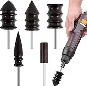 Leather Burnisher Bits for Rotary Tool, Leather Burnishing Tool Polished Head Multi-Groove Leather Burnisher Bits Sandalwood Leather Slicker Burnishing Tool Polished Head for Leather Craft(5Pcs)