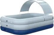 Large Inflatable Swimming Pool Portable Collapsible Kids Pool Rectangular Shaped with Awning for Outdoor, Garden, Backyard, Lawn(Blue,4.28m/14ft)