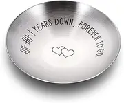 [Sophauteem] 11th Anniversary Steel Gifts for Him and Her - 4" Ring Holder Dish Jewelry Tray for Wedding Anniversary - Decorations for Men, Wife, Couple
