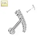 Piercing Labret Ear White Gold 14 Carat Curved