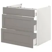 ENHET base cb w 3 drawers, white/grey frame, 80x62x75 cm