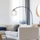 Oriel Lighting OVER Large Arc Floor Lamp with Acrylic Shade in Black