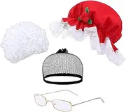 UxicRuya Mrs Claus Wig Mrs Claus Hat for Stage Performance Holiday Cosplay