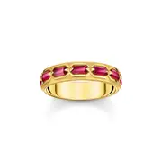 Buy Gold plated band ring in Crocodile design with red stones by Thomas Sabo online - THOMAS SABO Australia