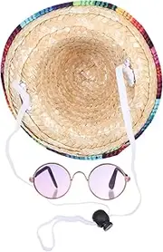 1Set Hat and Glasses Stylish Summer Costume for Dogs and Cats Decorative Accessories for Parties Comfortable Fit Eye Catching Design