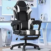 Video Game Chairs with Headrest Footrest and Lumbar Support Racing Style Computer Chair 360 Degree Swivel Chair Ergonomic Gamer Desk Chair Height Adjustable with Linkage Armrests