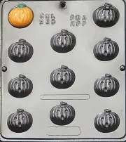 NEW 11 Cavity Halloween Bite Size PUMPKINS Chocolate Candy Mold Fondant Plaster
