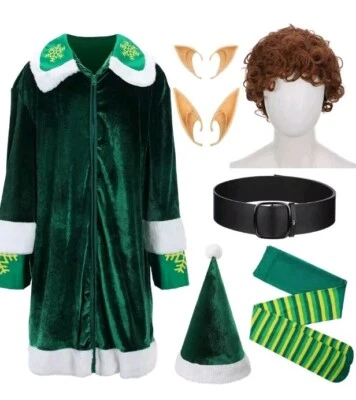 Hoosige Elf Costume 7 Piece Christmas Velvet Elf Suit Costume Size Small