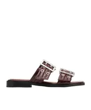 Burgundy Feminine Buckle Two-Strap Sandals 36,37,38,39,40 wine red
