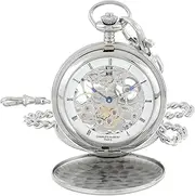 [CHARLES-HUBERT PARIS] Charles Hubert 3780-W Men's Pocket Watch, Mechanical Hand-wound, Skeleton, Silver