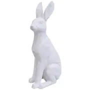 LVD Polyresin Sculpture Sitting Hare Aged Figure Home/Office Decor White Lrg