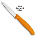 Victorinox Paring & Vegetable Knife 8cm Pointed Tip Wavy Serrated Edge Orange