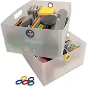Ultimate Office TierDrop Storage Drawers Measure 9w x 12d x 4 3/4 Inches High for Desk Accessories and Supplies, Set of 2, Includes Color-Coded Finger Rings for Fast and Easy Access to Contents
