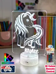 Unicorn Little Pony Personalised 3D LED Night Light 7 Colour Change Room Lamp