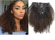 (46cm , Afro Curly 1B/4) - Ombre Afro Kinky Curly Hair Extensions Human Hair Clip in Extensions 4B 4C 25cm - 60cm Colour T 1B/4 Black to Dark Brown Thick Natural Balayage Hair Extensions For Black Women (46cm , Ombre T1B/4 AC)