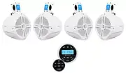 Rockville RGHR2 Marine Bluetooth USB Receiver+Remote+(4) 8" Wakeboard Speakers