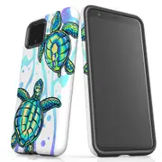For Google Pixel 4 Case Tough Protective Cover Swimming Turtles