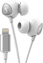 Thore iPhone Earbuds with Lightning Connector MFi Certified by Apple Earphones (V100) Wired in-Ear Headphones with Volume Control & Mic for iPhone SE, X, XS iPhone 11 12 13 Pro Max (White Silver)