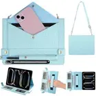 For Samsung Galaxy Tab S9 FE Plus S8 Ultra Leather Card Holder Stand Case+Strap