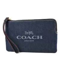 在飛比找蝦皮商城優惠-COACH 馬車LOGO織布大手拿包-單寧藍【美國正品 現貨