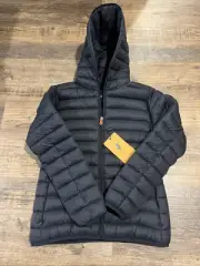 Save The Duck Kids Unisex Hooded Jacket Style Eli Size 14 Black PlumTech Pockets