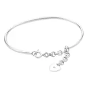 Zamel's Sterling Silver 65 mm Drop Heart Bangle Elegant Women's Jewellery