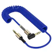 3Pc 3.5 Spring 3.5Mm Audio Elbow Recording Cable Telescopic Car Audio Wire Blue