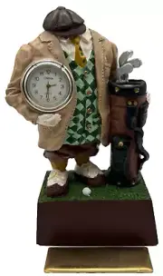 New Cute Faceless Golfer Figurine with Clock and Customizable Engraving Plate