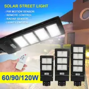120W 320LED LED Solar Wall Street Light PIR Motion Sensor Outdoor Lamp w/ Remote