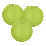3Pcs Decorative Hanging Round Paper Lanterns 15cm/6", Light Green