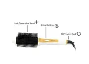 Tru Beauty 2-in-1 Hot Styling Brush, Ionic Tourmaline Barrel White/Gold New