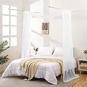 JADE POKE White Sheer Canopy Bed Scarf, Tulle Bed Canopy Curtains 144 Inch Long, Tessie Canopy Valance Bed Drapes, Twin Canopy Curtains Decro Wide 52 (Twin, White)
