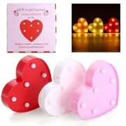 Cute 11 LED Marquee Heart Night Light Battery Lamp Baby Kids Bedroom Home Decor 25 PINK