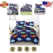 Machine Washable Dino Print Bedding Set - Full Comforter with Pillow Cases