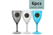 6x Plastic Goblet 400ML Drinkware Wine Glasses Whisky Dining Dinner Drinking Cup