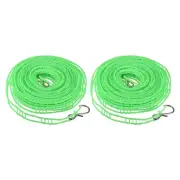 Portable Clothesline, 26.24ft Nylon Windproof Non-Slip Washing Line, Green 2 Pcs