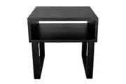 SK Designer Living | Olle Square Wood Bedside / Side Table | Black | 50cm