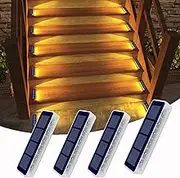 Solar Step Lights for Outside,4 Pack Solar Stair Lights,Warm White Solar Deck Lights Waterproof,Solar Pathway Lights,Outdoor Lights Solar Powered for Steps,Walkway,Sidewalk,Patio