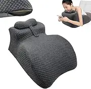 Memory Foam Face Down Pillow for Neck, Waist & Leg Support – Versatile with Removable Zippered Cover, Perfect for Bed & Dorm Use