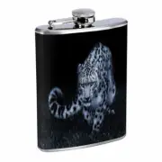 Snow Leopard Em2 Flask 8oz Stainless Steel Hip Drinking Whiskey