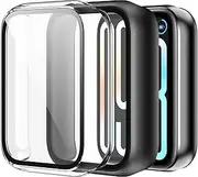 Pack of 2 Case for Xiaomi Smart Band 9 Pro Protective Case with Screen Protector, Hard PC 360° All-Round Anti-Scratch Anti Dust Ultra Thin Protective Case - Transparent + Black