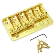 5 String Metal Fixed Bass Bridge L-Shaped Saddle Bridge Top Load Tailpiece Gold