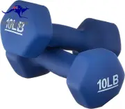 Neoprene Hexagon Workout Dumbbell Hand Weight, 4.5Kg / 10Lbs, Navy Blue - Set of