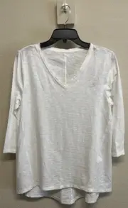 CHICO'S Ultimate Tee Size 1/M Women's Cotton Modal 3/4 Sleeve Shirt White New
