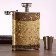 Vintage Stainless Steel Flower Embossed 200ml Alcohol Pocket Portable Hip Flask