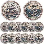 Landical 12 Pcs Sailing Anchor Inspiration Coin Sailor's Creed Challenge Coin Nautical Pocket Token Persistence Courage Adventure Souvenir Nautical Incentive Awards for Sailors Boaters Gifts