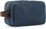 BAGSMART Toiletry Bag for Men, Canvas Travel Toiletry Organizer Dopp Kit Water-resistant Shaving Bag for Toiletries Accessories, Navy Blue, Large, Basic/Leisure