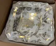 Adelaide Gold Square Salad Plates 222 Fifth. Set Of 4 Porcelain. 8.5 Inch. New.